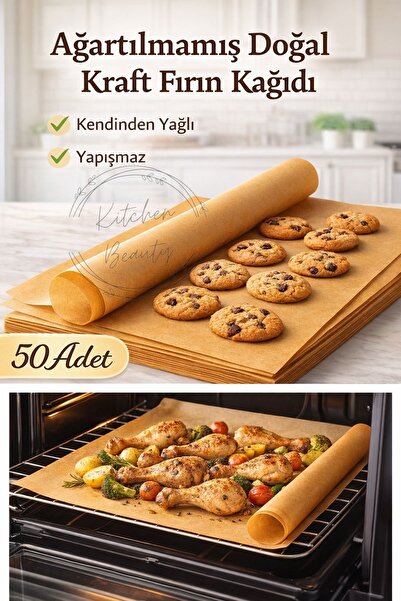 Kitchen Beauty 50 Adet Fırınlanabilir Kendinden Yağlı Pişirme Kağıdı Tek Kull...