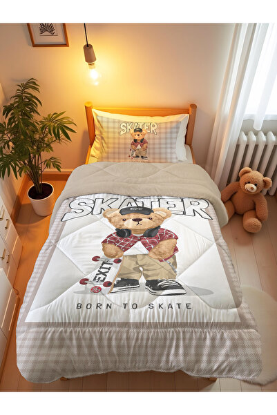 Evmila Πάπλωμα διπλής όψης Teddy Skater με μοντέρνο σχέδιο και καπιτονέ - Μον...