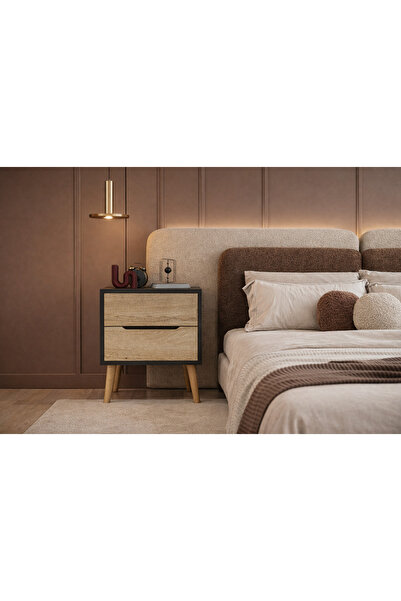 VM VERTEX MOBİLYA Flora Komodin 2 Çekmeceli Yatak Odası Bebek Odası Antrasit-...