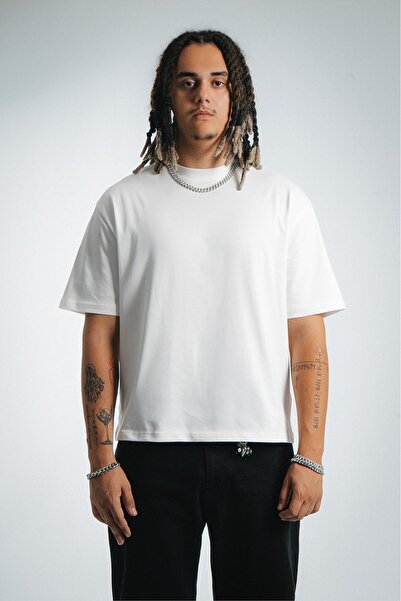 Crupt Studio Raw White White Boxy Crop Men's T-Shirt