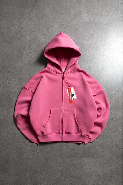 Crupt Studio Pink Boxy Crop Men's Jacket Zip Hoodie