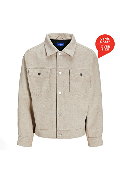 Jack & Jones Jack&Jones Ridgewood Melange Overshirt Erkek Bej Ceket