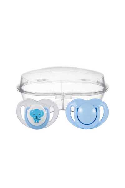 Mamajoo Ortodontik Emzik Seti 12 Ay+ Mavi & Fil | İkili, Silikon, Damaklı | S...