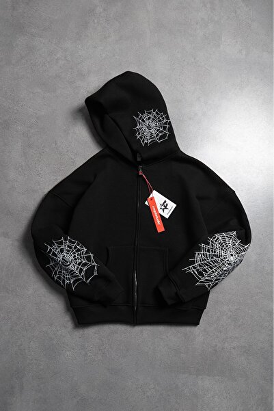 Crupt Studio Black Widow Web Boxy Crop Men's Jacket Zip Hoodie