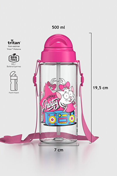 Renga Migo Kral Şakir Desenli 500 ml Askılı Pipetli Tritan Çocuk Matara 22202...