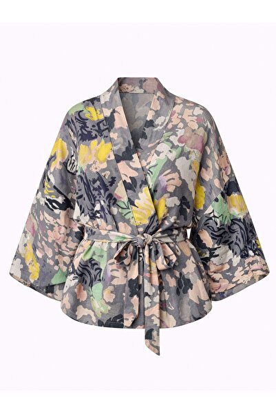 Retrobird Mini Wrap Blouse Kimono Women Smoke Color