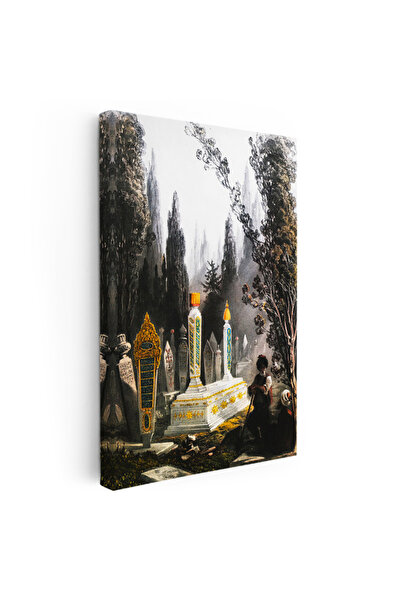 Tablofest Dikey Kanvas Tablo Tarihi Mezarlık ve Servi Ağaçları Osmanlı Tablos...