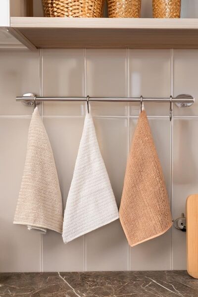 ALAS 3-Piece Microfiber Cleaning Cloth - 30X30 cm Cream Beige Pumpkin