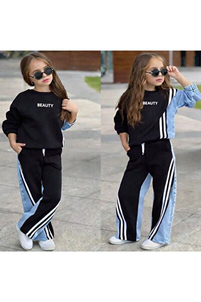 KOKOŞ BEBEK Set pentru fete cu design modern cu detaliu din denim - 5/14 ani ...