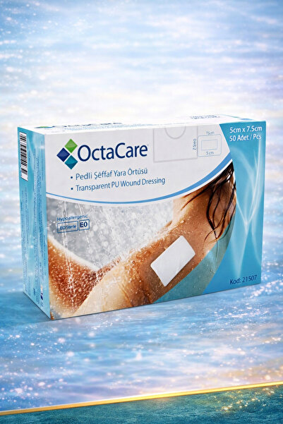 Octacare Su Geçirmez Pedli Şeffaf Pu Film Steril Yara Örtüsü Banyo Bandı 5x7,...