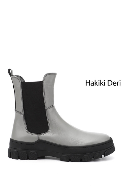 GÖNDERİ(R) Women/Girls Gray Rubber Sole Genuine Leather Chelsea Boots