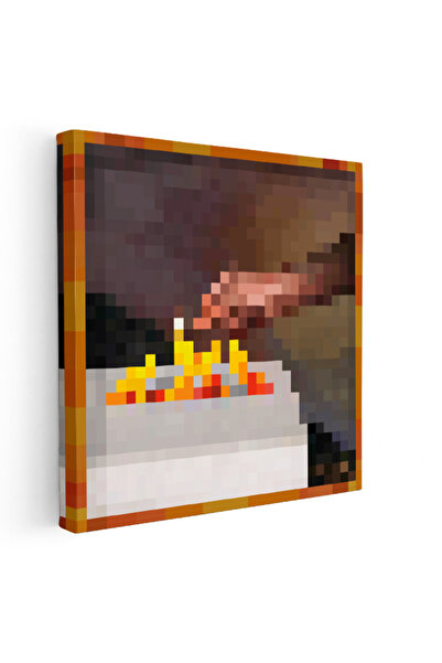 Tablofest Kare Kanvas Tablo Match Piksel Minecraft Tablosu Ev Ofis Salon Duva...