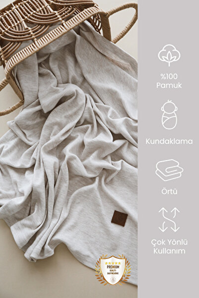 Birinci Sınıf Pamuklu Çok Amaçlı Kundak/battaniye (SOFT BEJ)