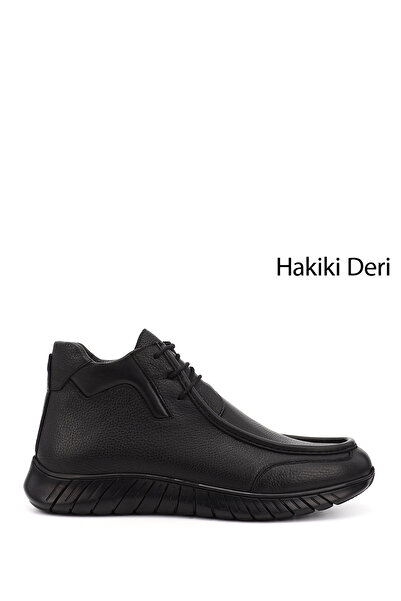 GÖNDERİ(R) Erkek Siyah Fermuarlı Hakiki Deri Bot