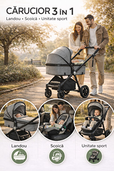 Coccolle 3in1 stroller with convertible carrycot Ago, Aluminum frame, Foldabl...