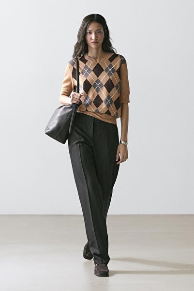 Massimo Dutti Pamuklu baklava desenli triko kazak