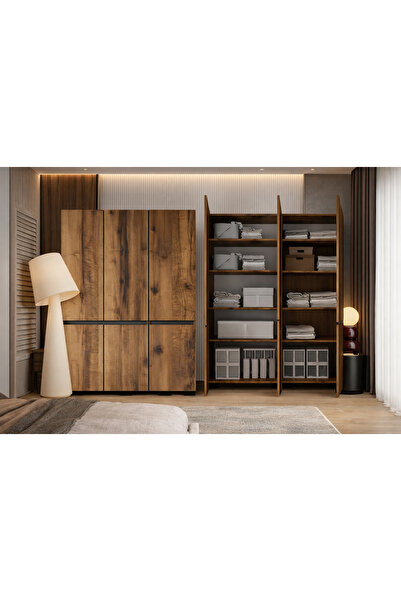 VM VERTEX MOBİLYA Floransa 6 Kapılı Flr6-ırf Ceviz - Antrasit Gardırop-çok Am...