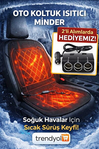 meteshopping Oto Koltuk Isıtma Minderi 12v Çakmaklık Girişli Anahtarlı