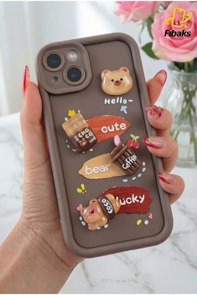 Fibaks حافظة آيفون 15 بتصميم مزخرف مع غطاء سيليكون ناعم لحماية الكاميرا بلون ...