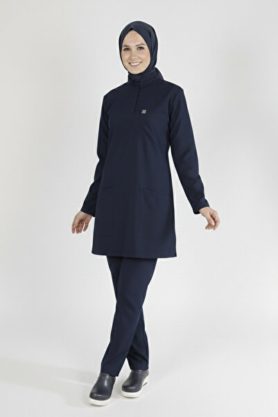 Pratik Medikal Синій комплект одягу для мусульманок - Форма медсестри з еласт...