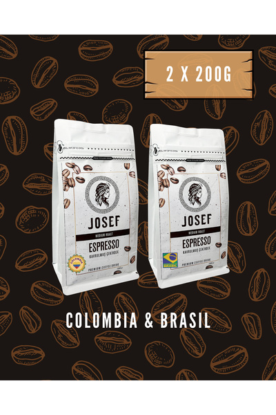josef قهوة إسبريسو من البرازيل وكولومبيا 200 جرام عبوة من قطعتين