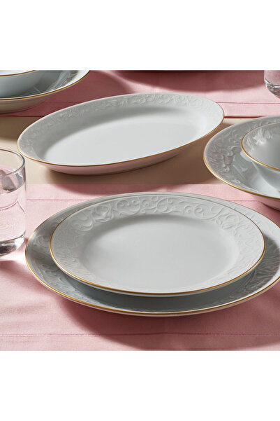 Güral Porselen Bahar Dalı 6 Parça 20 cm Pasta Tabağı Mat Gold