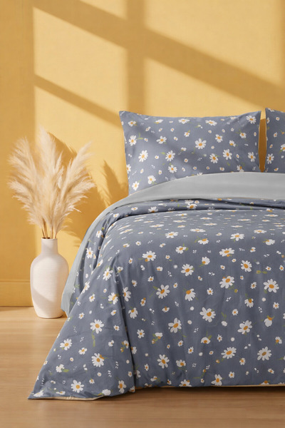 İQON طقم غطاء لحاف مزدوج باللون الرمادي ديزي SETÇIF