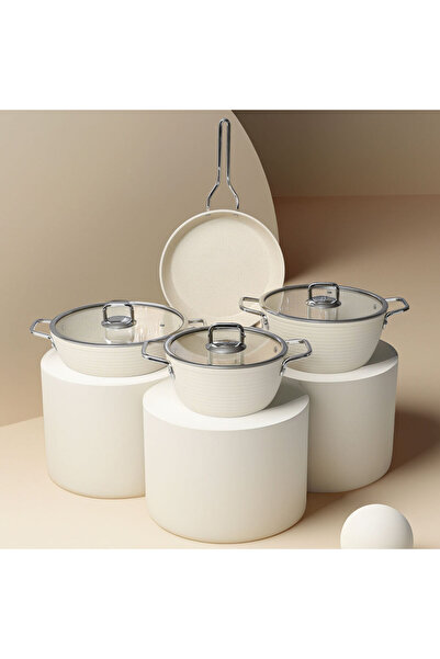 Güral Porselen Açelya 7 Parça Granit Tencere Takımı Beyaz