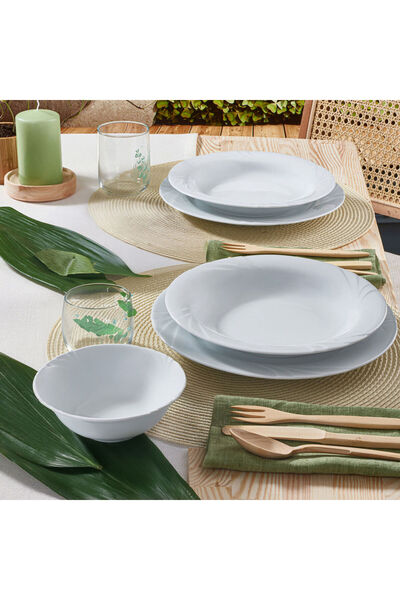 Güral Porselen Soprano 18 Parça 6 Kişilik Rölyefli Yemek Takımı