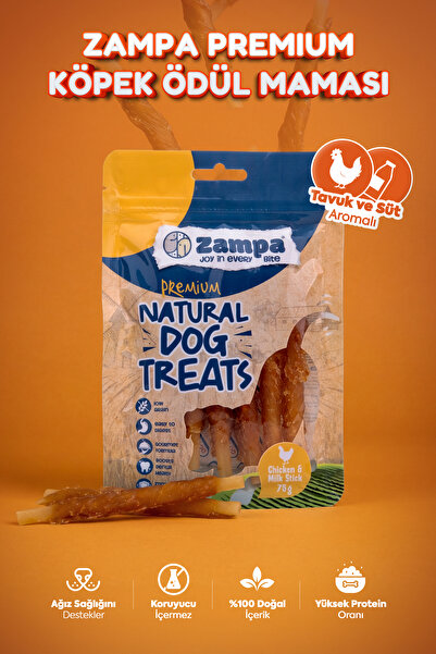 Zampa Köpek Ödül Maması, Tavuklu ve Sütlü Çubuk Ödül - 75g