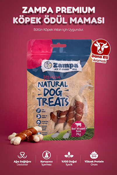Zampa Köpek Ödül Maması, Dana Eti Parçacıklı Kemik Ödülü - 75g