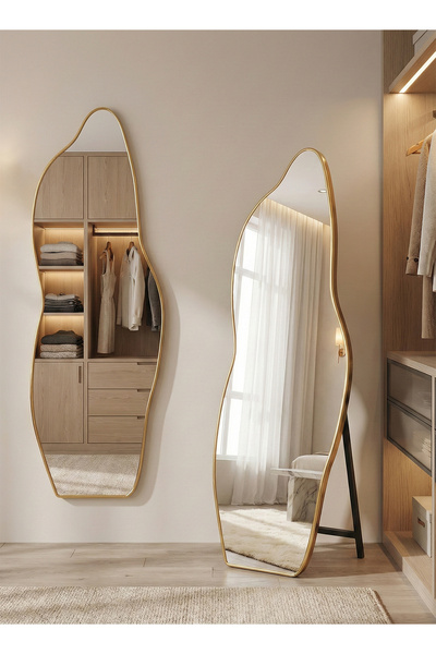 Taimi مرآة كبيرة أنيقة مقاومة للكسر، مقاس 165×60 سم، مرآة كاملة الطول بإطار م...