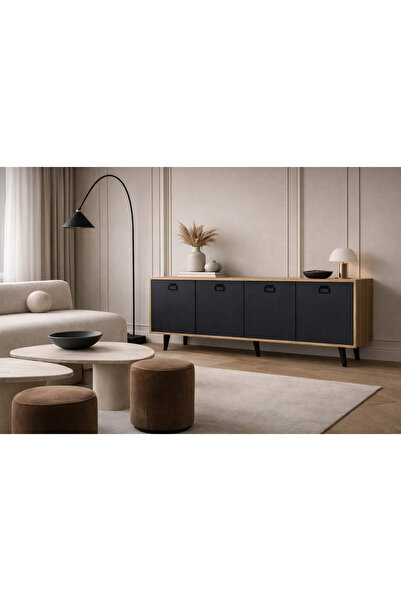 VM VERTEX MOBİLYA Mirza Modern Konsol 180 Cm Safir Meşe-antrasit