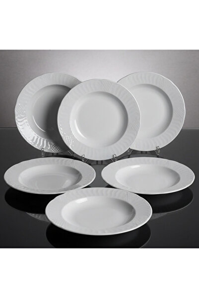 Güral Porselen Sembol 6 Parça 22 cm Çukur Yemek Tabağı