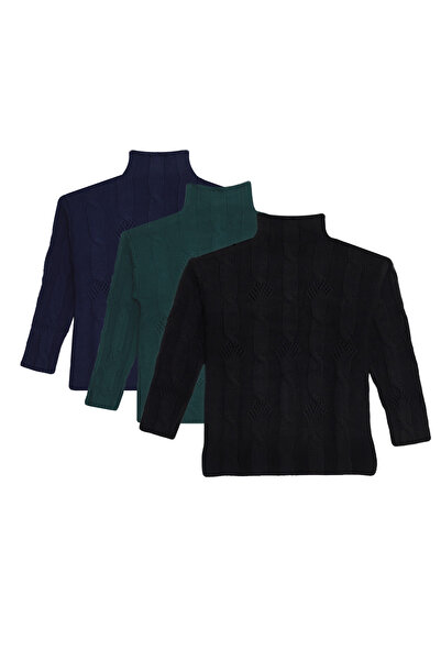 Tudors Women's 3-pack black-navy-green regular fit classic cut half turtlenec...