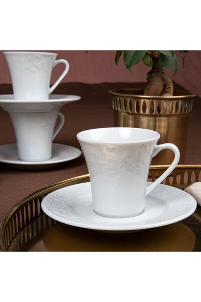 Güral Porselen GÜRAL PORSELEN Bahar Dalı 4 Parça 2 Kişilik Kahve Fincan Takımı