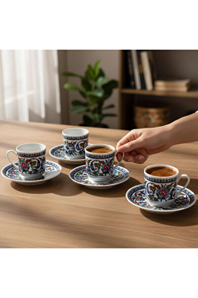 Güral Porselen Gözde Double 4 Kişilik Kahve Fincan Takımı 60932