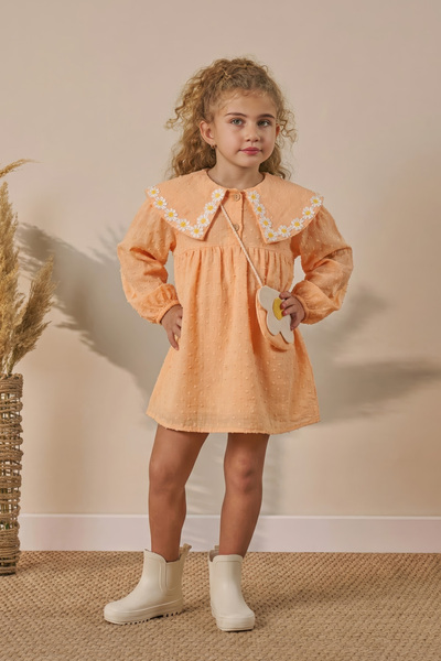 Minipodyum فستان بناتي من الموسلين مع حقيبة يد للأطفال مناسب للعيد