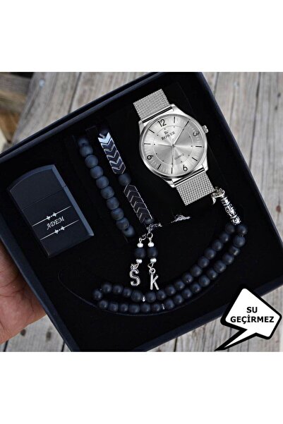 SPOL0 Erkek Kol Saati Çakmak Tesbih Bileklik Seti