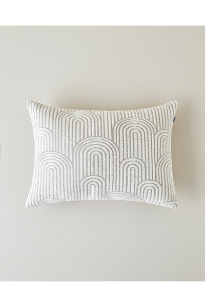 English Home Deluxe Jakarlı Dekoratif Kırlent 35x55 cm Krem