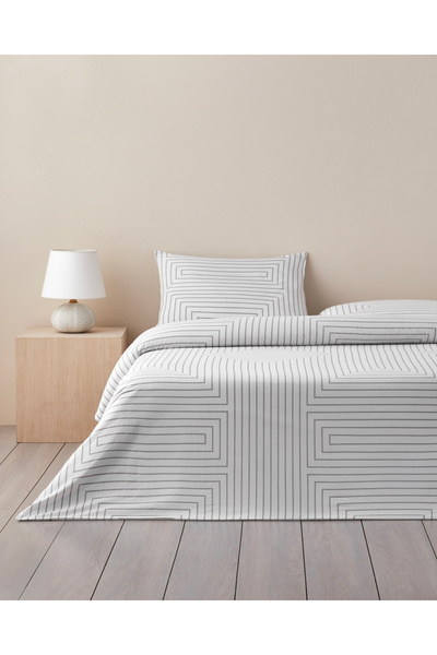 English Home طقم غطاء لحاف قطني مفرد من إندلس جورني مقاس 160x220 سم لون حجري