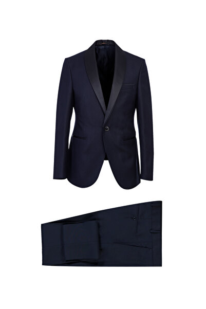 Abdullah Kiğılı 7 Drop Slim Fit Dar Kesim Şal Yaka Desenli Smokin & Damatlık
