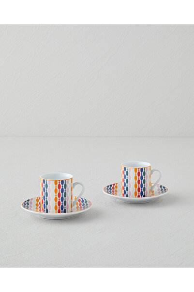 English Home Colorful Feliz Porcelain 4 Piece Coffee Set for 2 People 80 ml