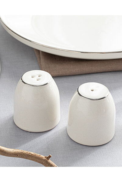 English Home Torino Porcelain Salt and Pepper Shakers Silver