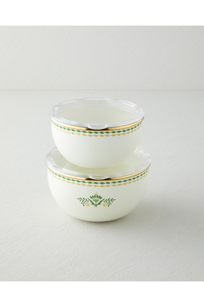 English Home Botanic Garden Enamel 2-Piece Storage Container 0.75 X 1.20 L Green