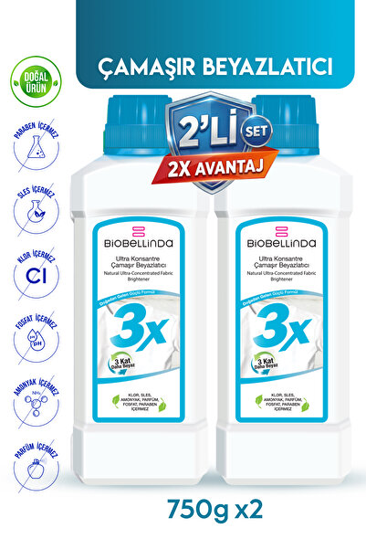 BioBellinda 3X Ultra Konsantre Çamaşır Beyazlatıcı Toz Deterjan 750 Gr (2'Lİ ...