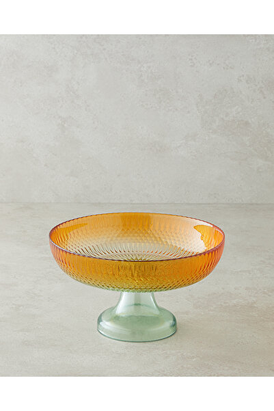 English Home Arina Cam Ayaklı Kase 24 cm Yeşil-Turuncu