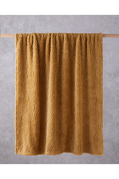 English Home Leafy Garden Jacquard Wellsoft Tv Blanket 120X160 cm Mustard