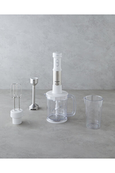 English Home MBS 3010 4 Bıçaklı Mini Blender Seti 1500W Beyaz-Krom