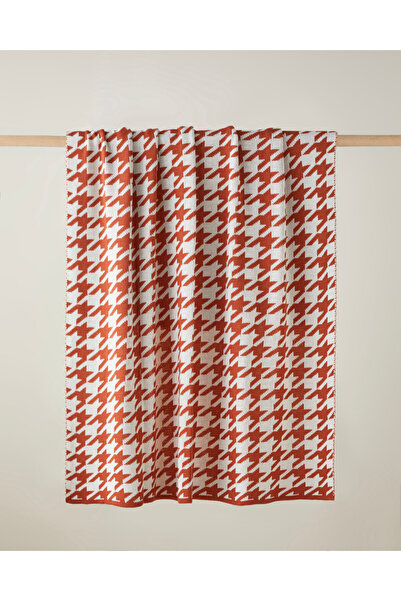 English Home Houndstooth Koltuk Şalı 130x170 cm Turuncu